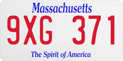 MA license plate 9XG371