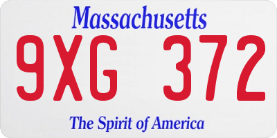 MA license plate 9XG372