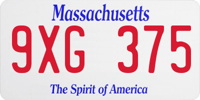 MA license plate 9XG375