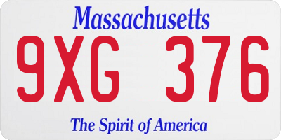 MA license plate 9XG376