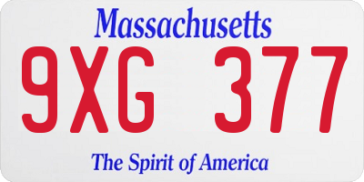 MA license plate 9XG377