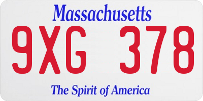 MA license plate 9XG378