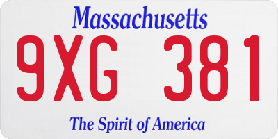 MA license plate 9XG381