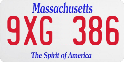 MA license plate 9XG386