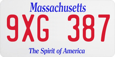 MA license plate 9XG387