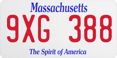 MA license plate 9XG388