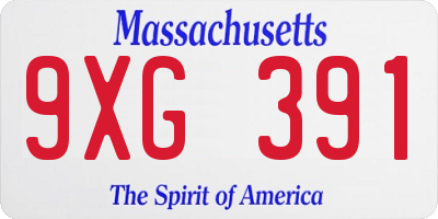 MA license plate 9XG391