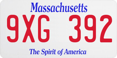 MA license plate 9XG392