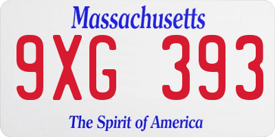 MA license plate 9XG393