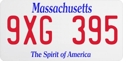 MA license plate 9XG395