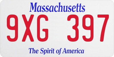 MA license plate 9XG397