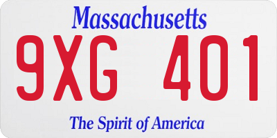 MA license plate 9XG401