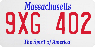 MA license plate 9XG402