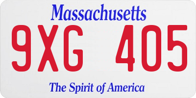 MA license plate 9XG405