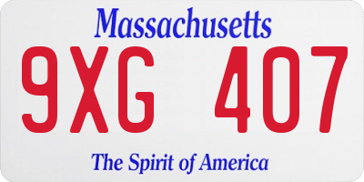 MA license plate 9XG407
