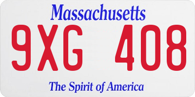 MA license plate 9XG408