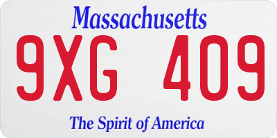 MA license plate 9XG409