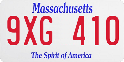 MA license plate 9XG410