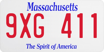 MA license plate 9XG411