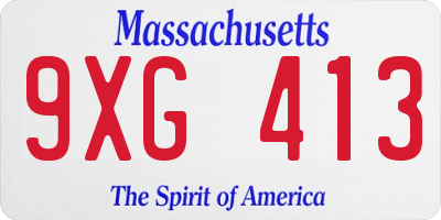 MA license plate 9XG413