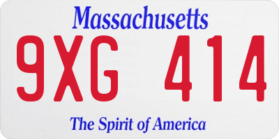 MA license plate 9XG414