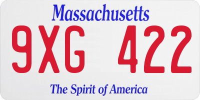MA license plate 9XG422