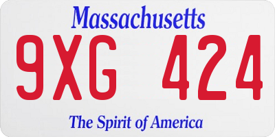 MA license plate 9XG424