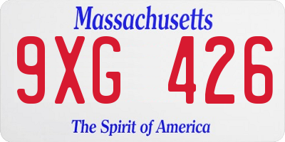MA license plate 9XG426