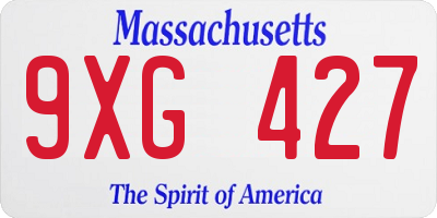 MA license plate 9XG427