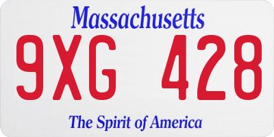 MA license plate 9XG428
