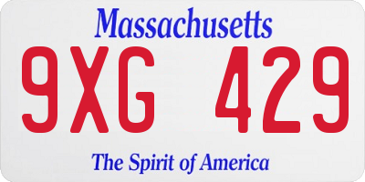 MA license plate 9XG429