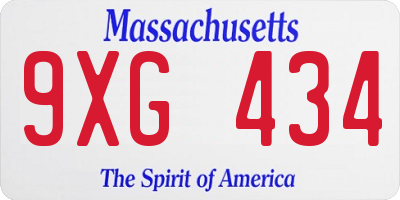 MA license plate 9XG434