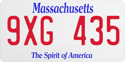 MA license plate 9XG435