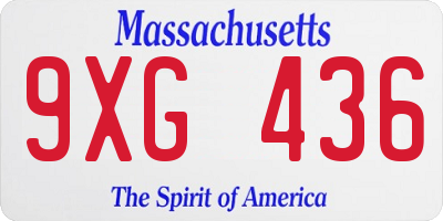 MA license plate 9XG436