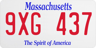 MA license plate 9XG437