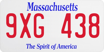 MA license plate 9XG438