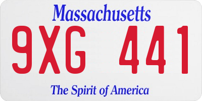 MA license plate 9XG441