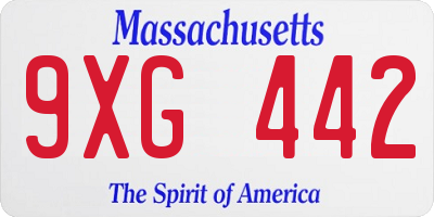MA license plate 9XG442