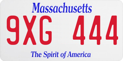 MA license plate 9XG444