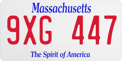 MA license plate 9XG447