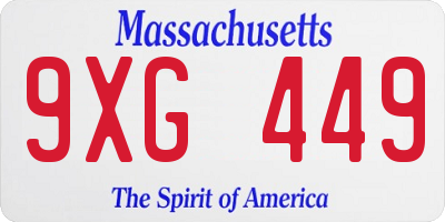MA license plate 9XG449