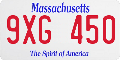 MA license plate 9XG450