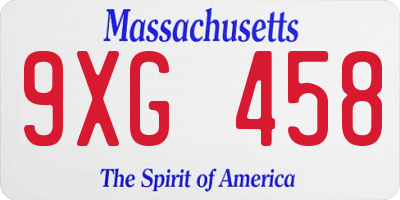 MA license plate 9XG458