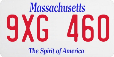 MA license plate 9XG460