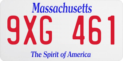 MA license plate 9XG461