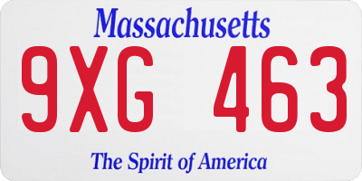MA license plate 9XG463