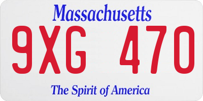 MA license plate 9XG470