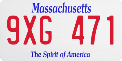 MA license plate 9XG471