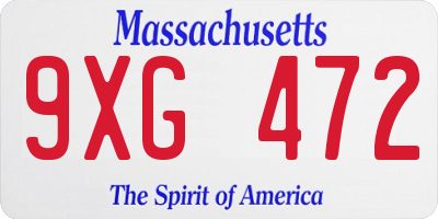 MA license plate 9XG472
