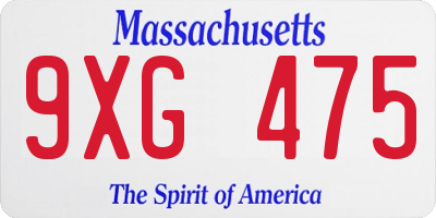 MA license plate 9XG475